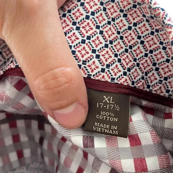 Tasso Elba Long Sleeve Cotton Square Printed Button Down Shirt - Picture 7 of 12